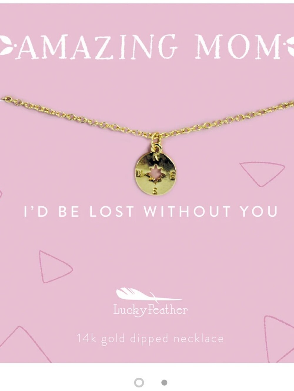 New 14K Gold Amazing Mom Compass I Would Be Lost W/O You Necklace